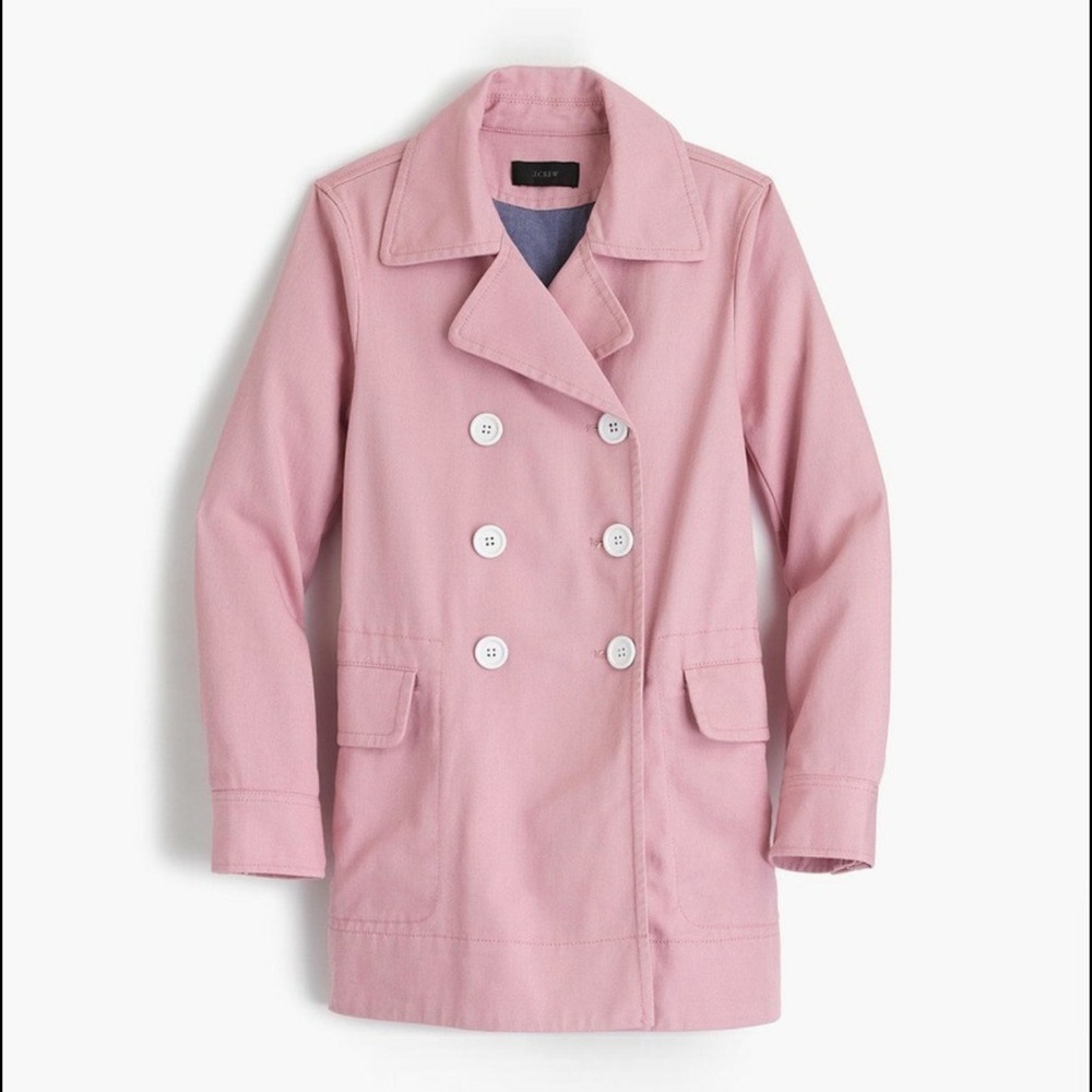 J.Crew Women’s Cotton Twill Double Breasted Peacoat Petal Pink Size 2